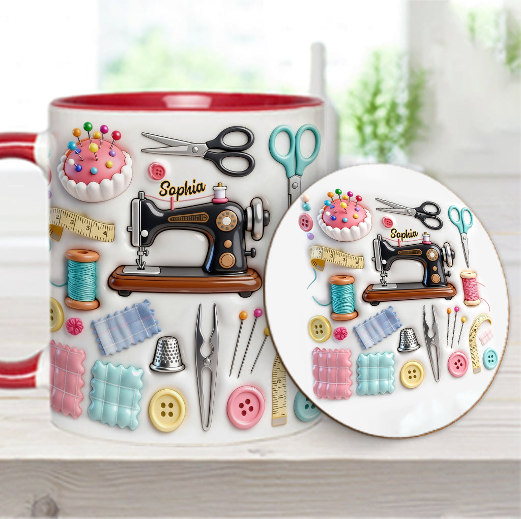 Love Sewing - Personalized Sewing Accent Mug & Coaster