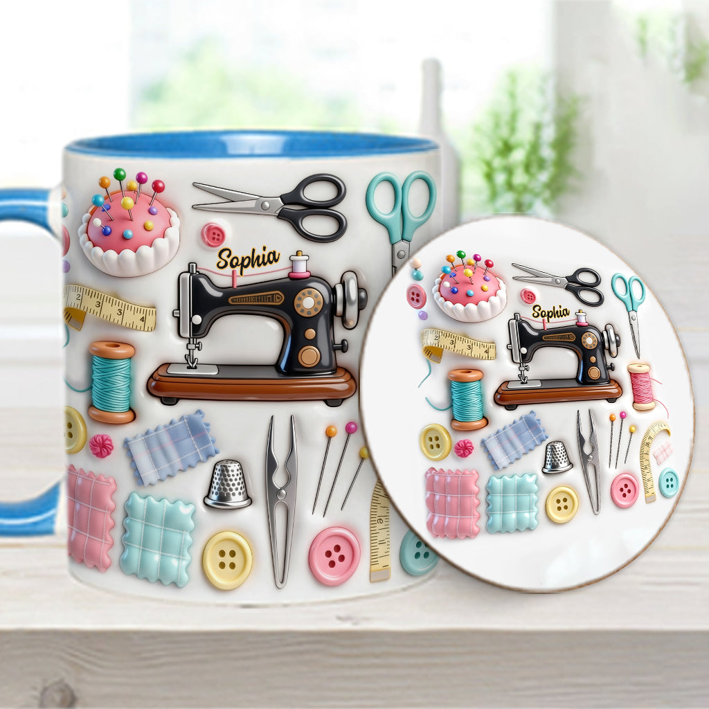 Love Sewing - Personalized Sewing Accent Mug & Coaster