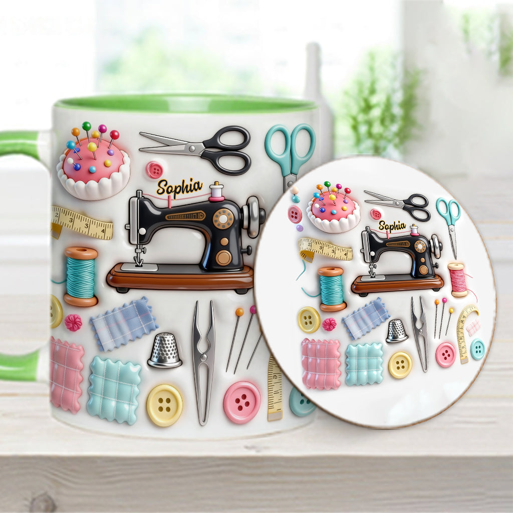 Love Sewing - Personalized Sewing Accent Mug & Coaster