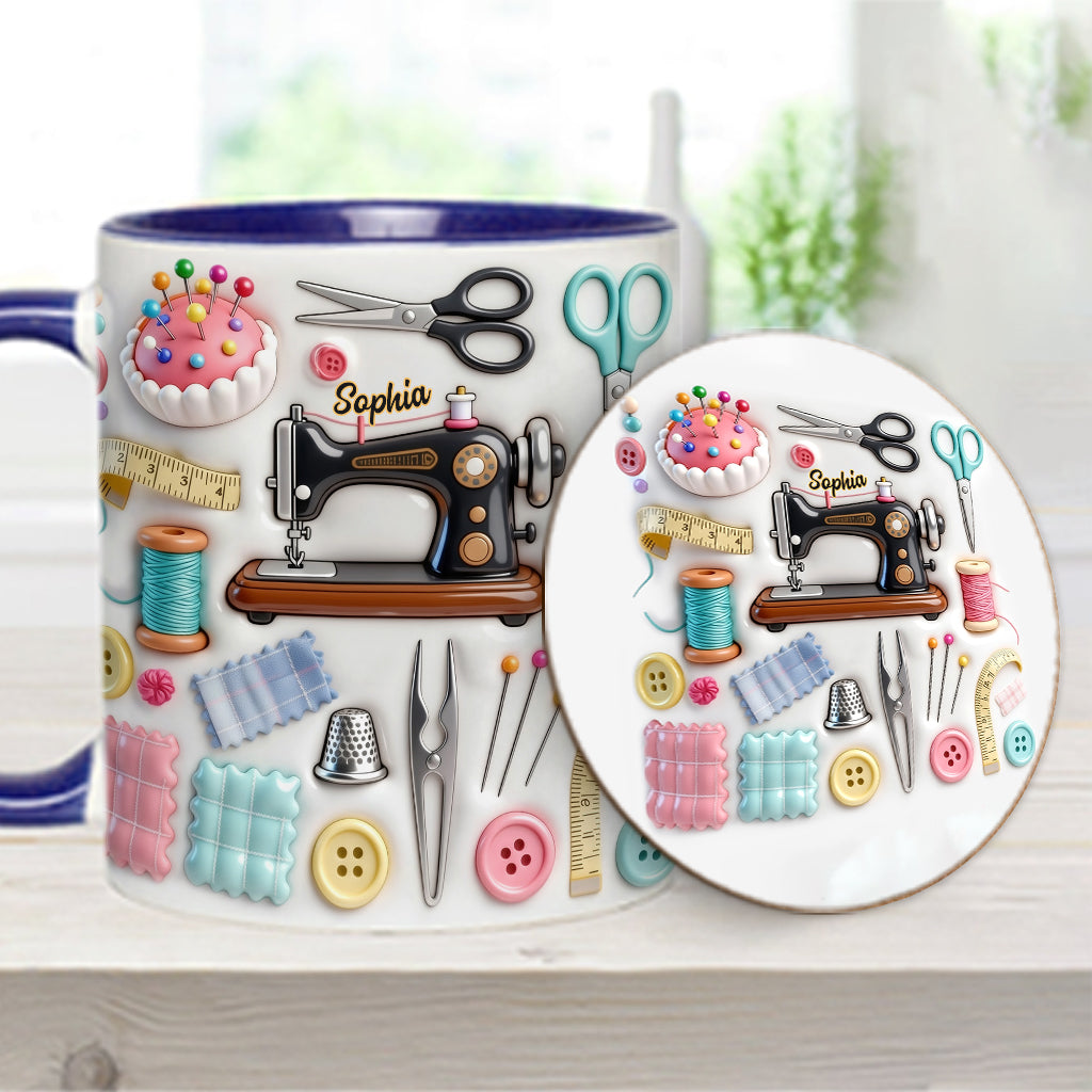 Love Sewing - Personalized Sewing Accent Mug & Coaster