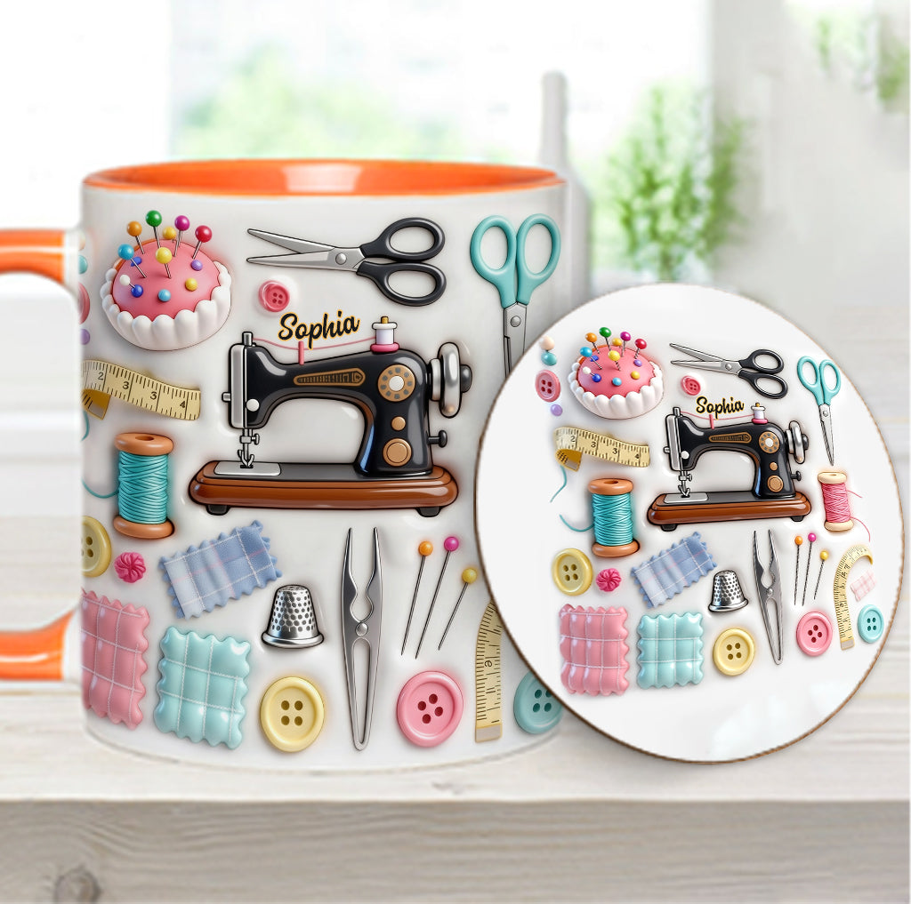 Love Sewing - Personalized Sewing Accent Mug & Coaster