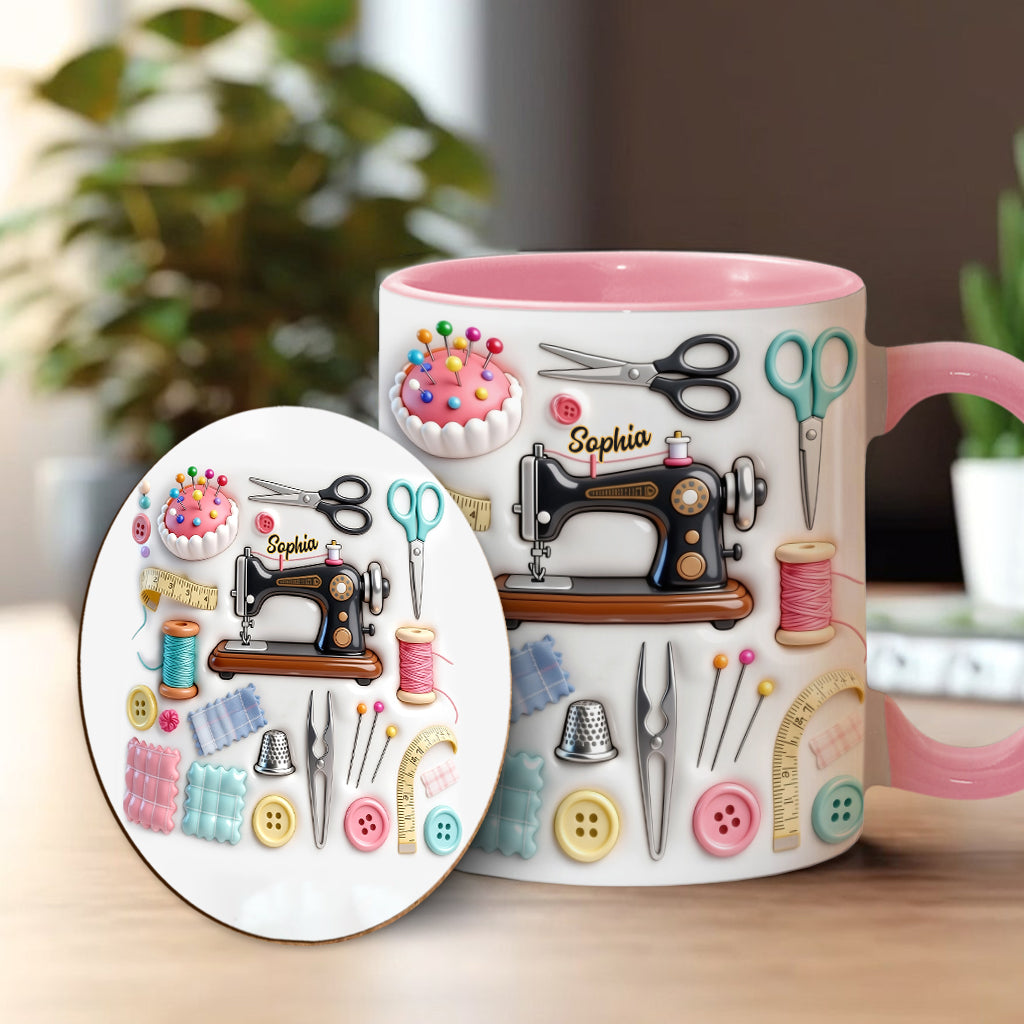 Love Sewing - Personalized Sewing Accent Mug & Coaster