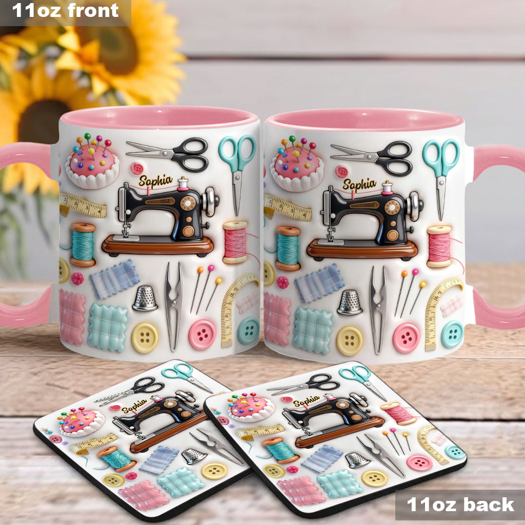 Love Sewing - Personalized Sewing Accent Mug & Coaster
