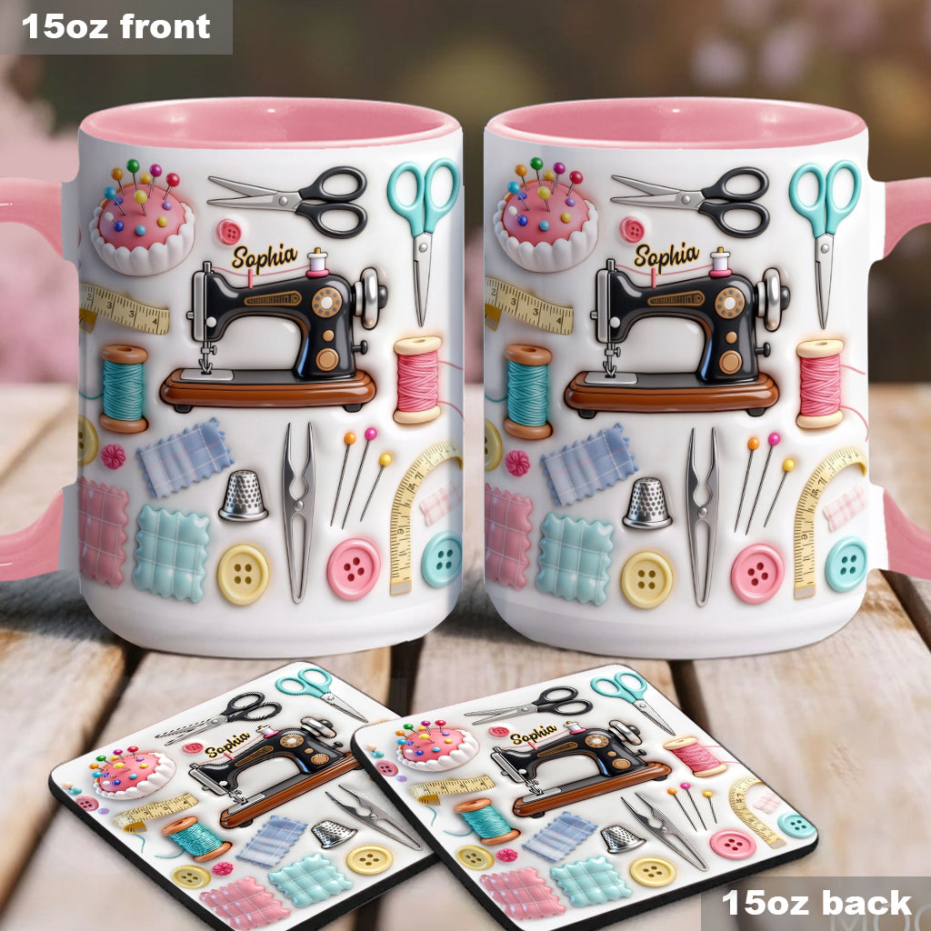 Love Sewing - Personalized Sewing Accent Mug & Coaster