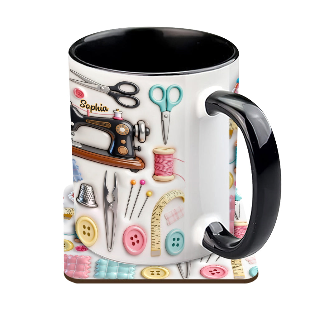 Love Sewing - Personalized Sewing Accent Mug & Coaster
