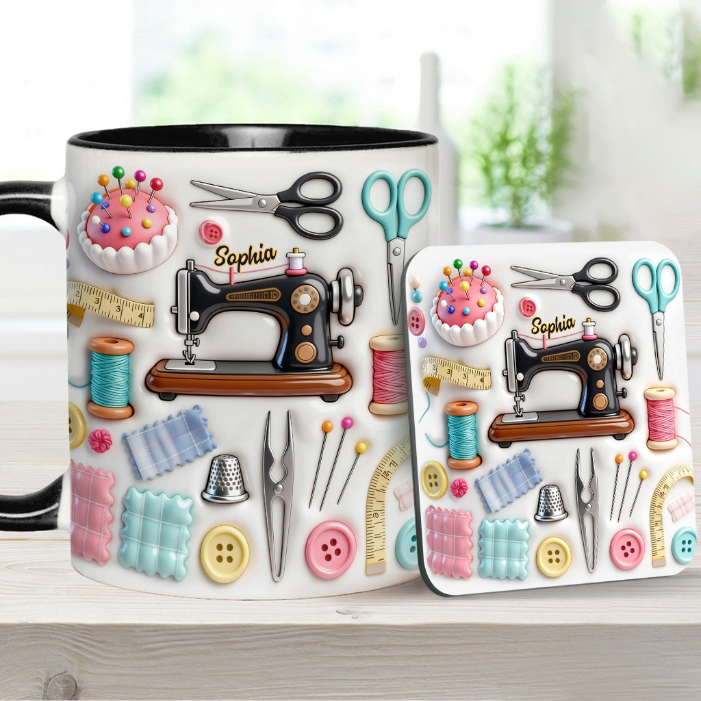 Love Sewing - Personalized Sewing Accent Mug & Coaster