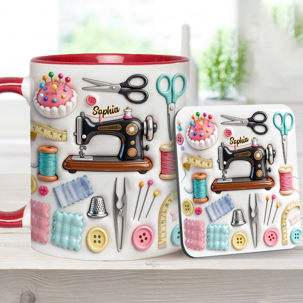 Love Sewing - Personalized Sewing Accent Mug & Coaster