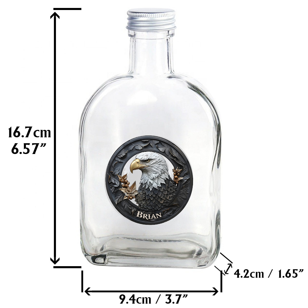 Strong Eagle - Personalized Bald Eagle Whiskey Bottle & Glass