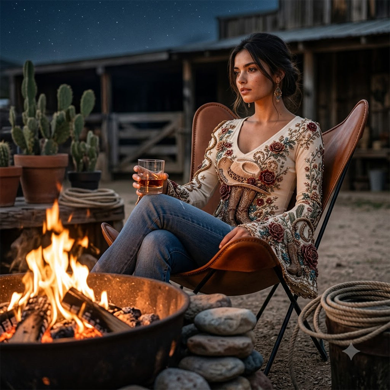 Rodeo Romance - Personalized Cowgirl Flare Long-Sleeve Shirt