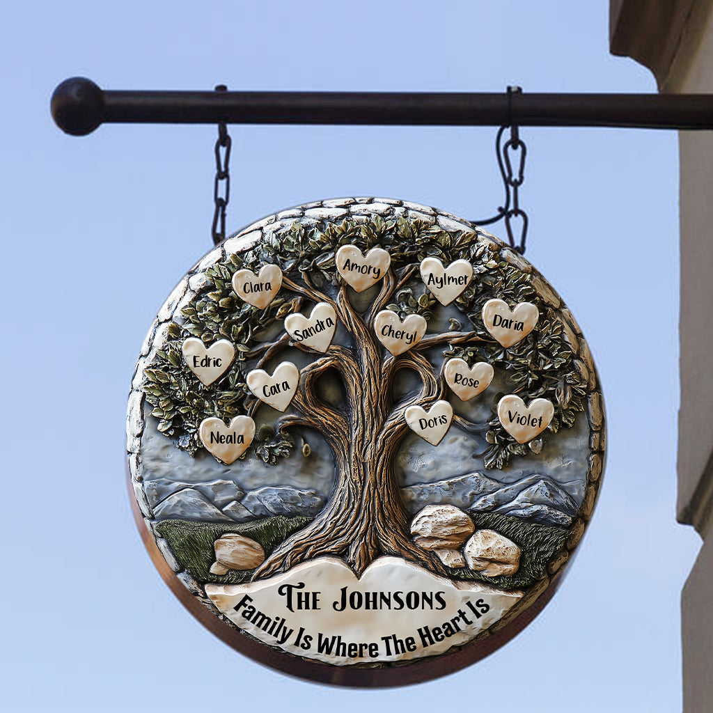 Merry Christmas - Personalized Family Round Metal Sign