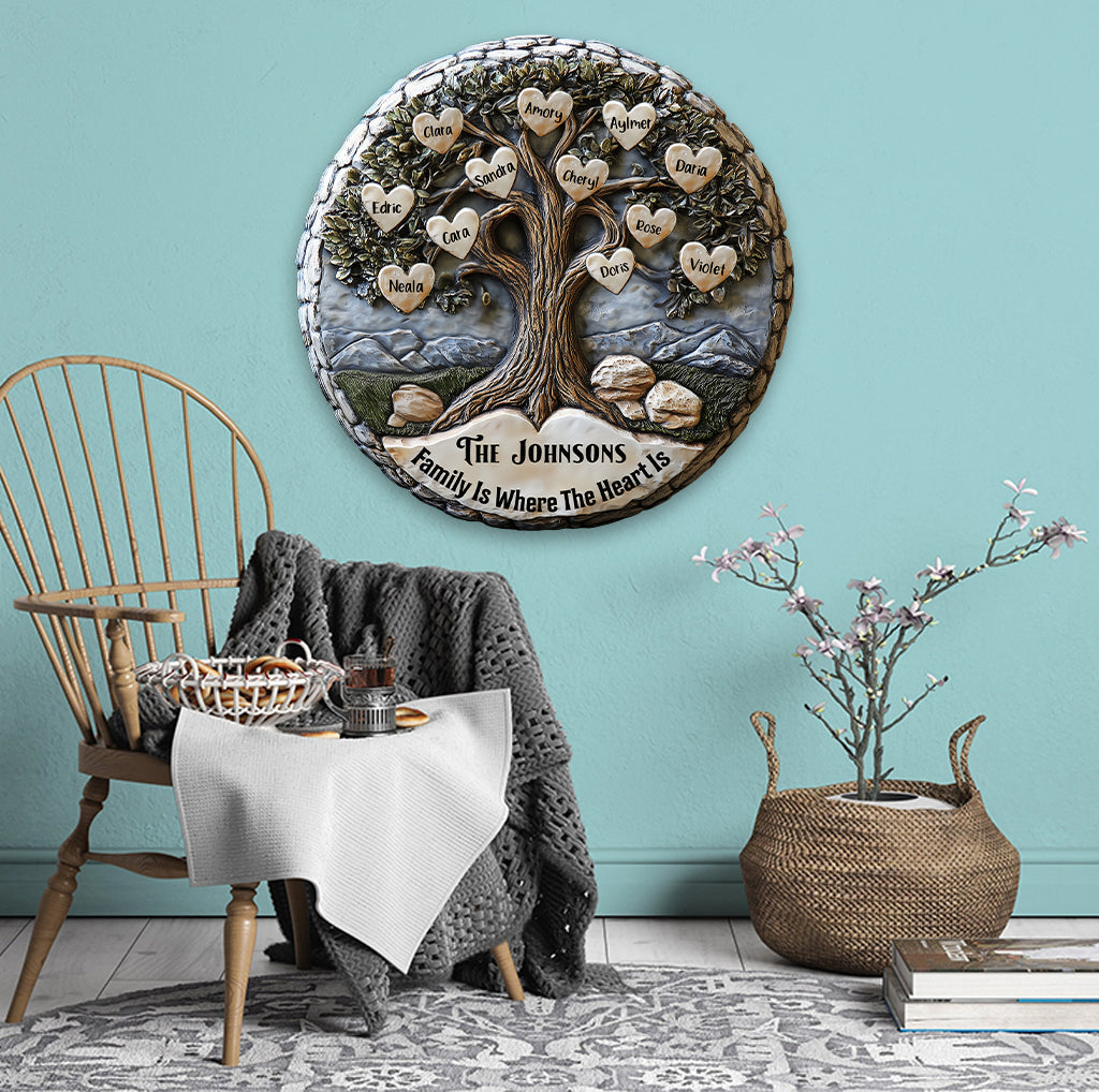 Merry Christmas - Personalized Family Round Metal Sign