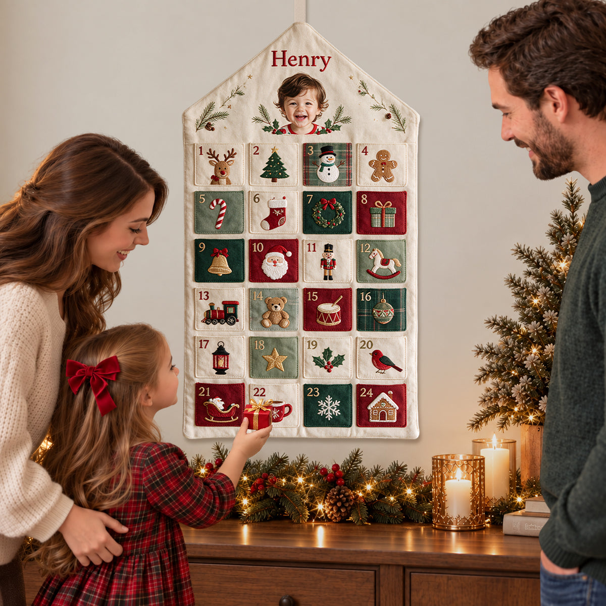 24 Days Of Christmas Joy - Personalized Kid Fabric Advent Calendar