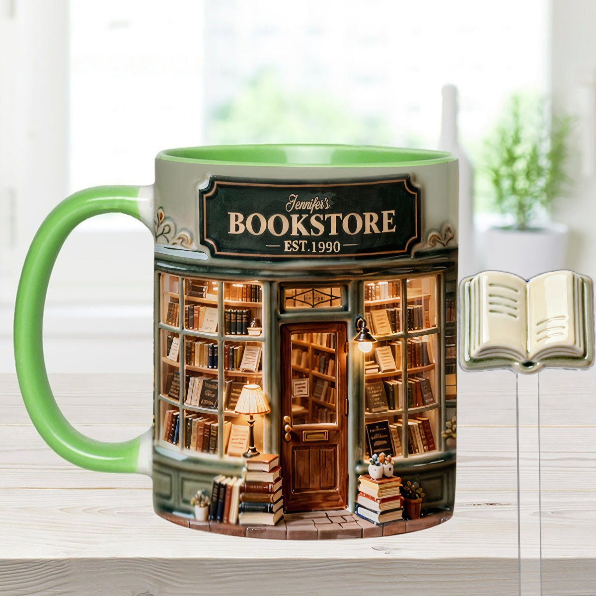Love Books - Personalized Book Set Accent Mug with Acrylic Stirrers