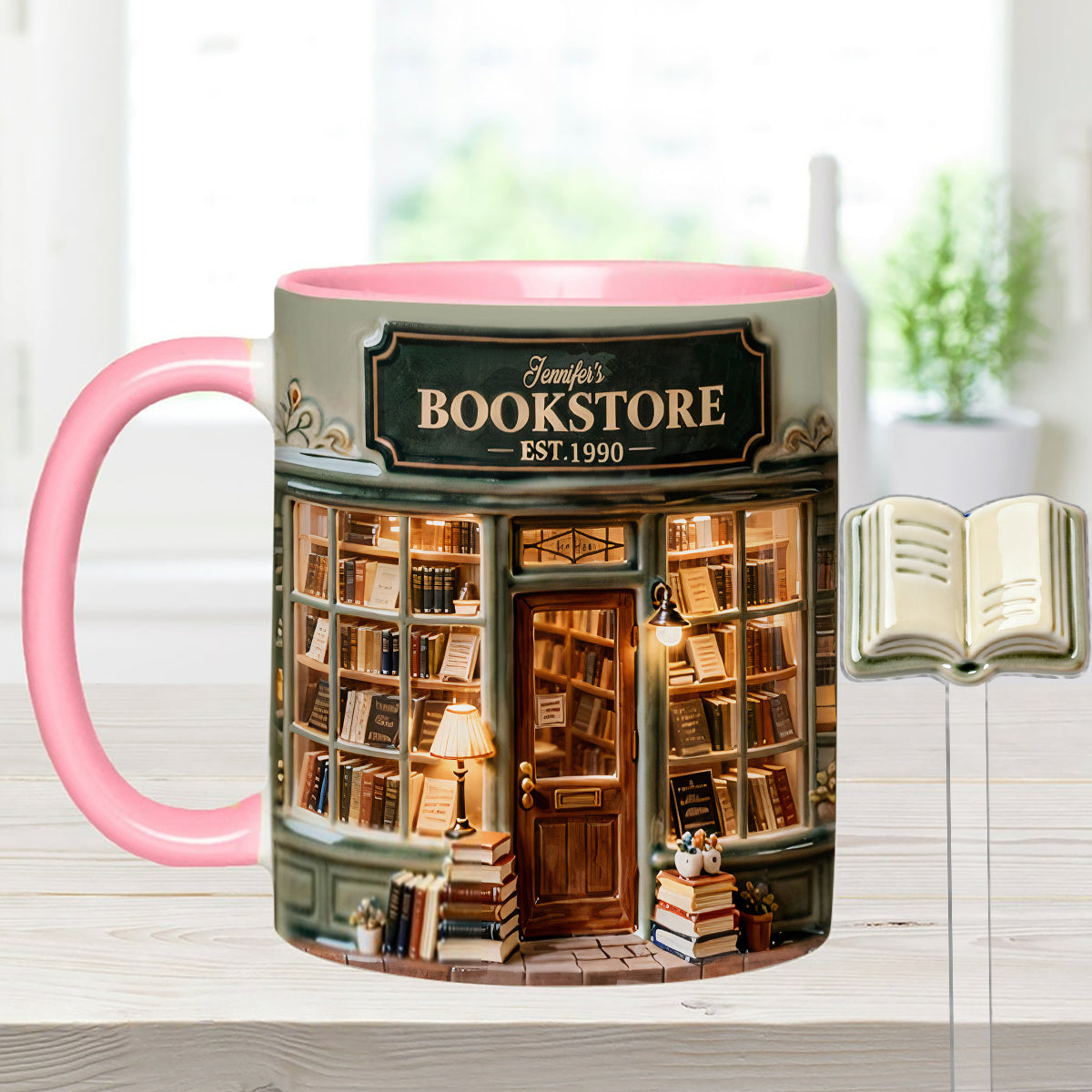 Love Books - Personalized Book Set Accent Mug with Acrylic Stirrers
