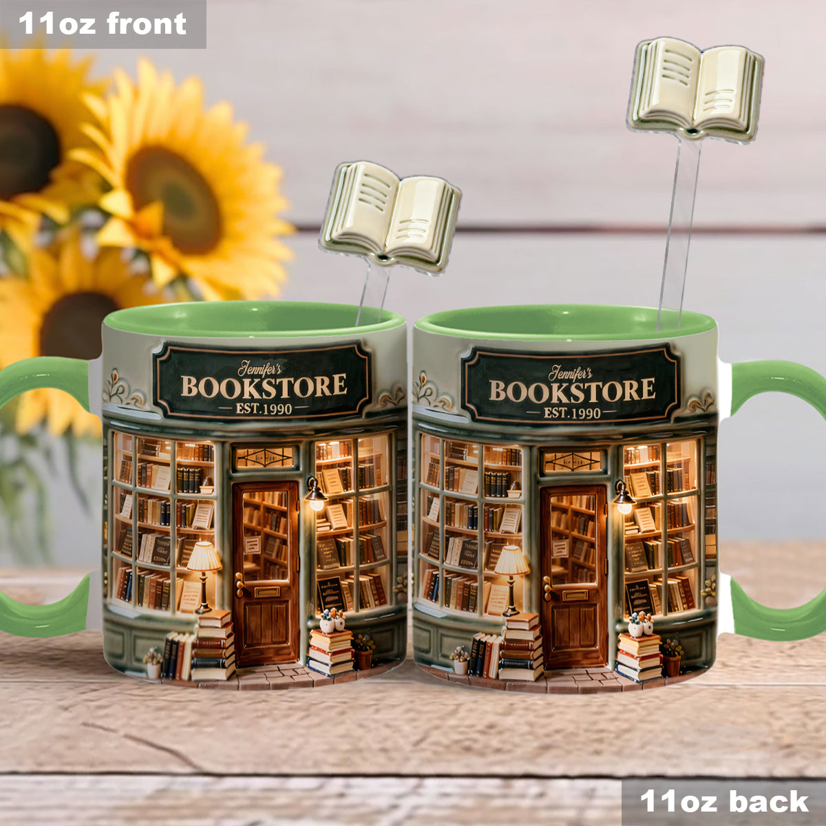 Love Books - Personalized Book Set Accent Mug with Acrylic Stirrers
