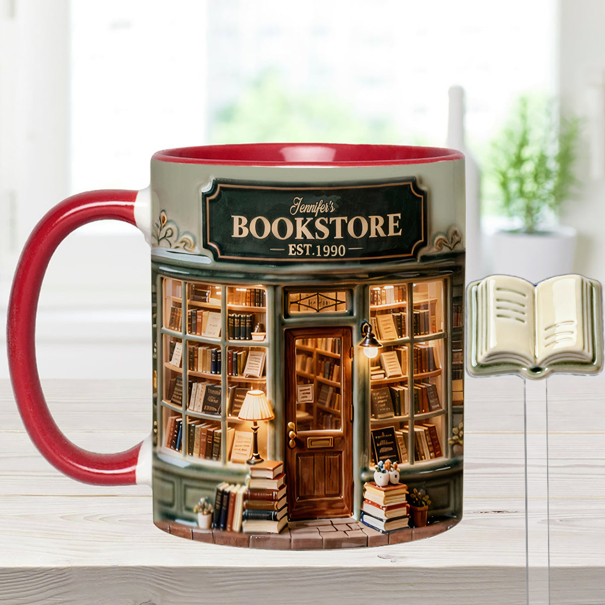 Love Books - Personalized Book Set Accent Mug with Acrylic Stirrers