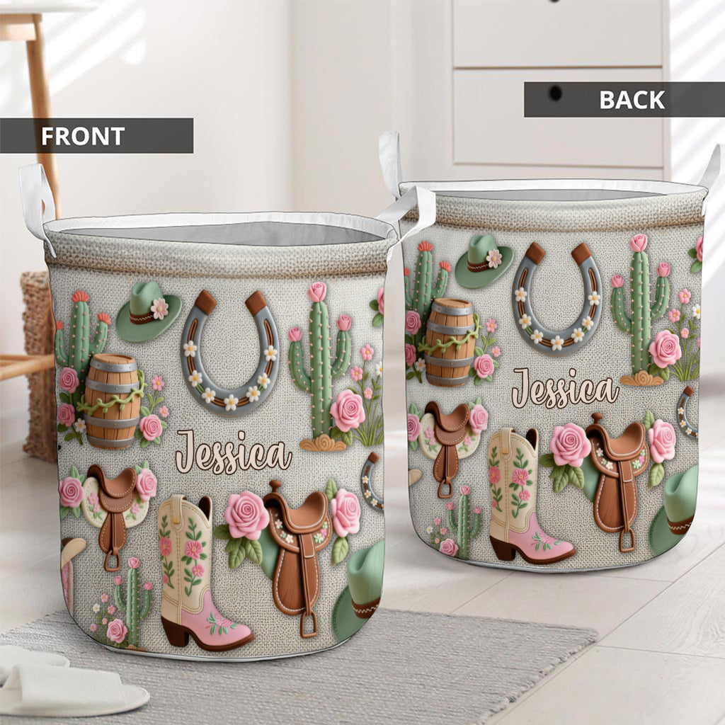 Perfect Storage Basket For Cowgirl - Personalized Cowgirl Storage Basket