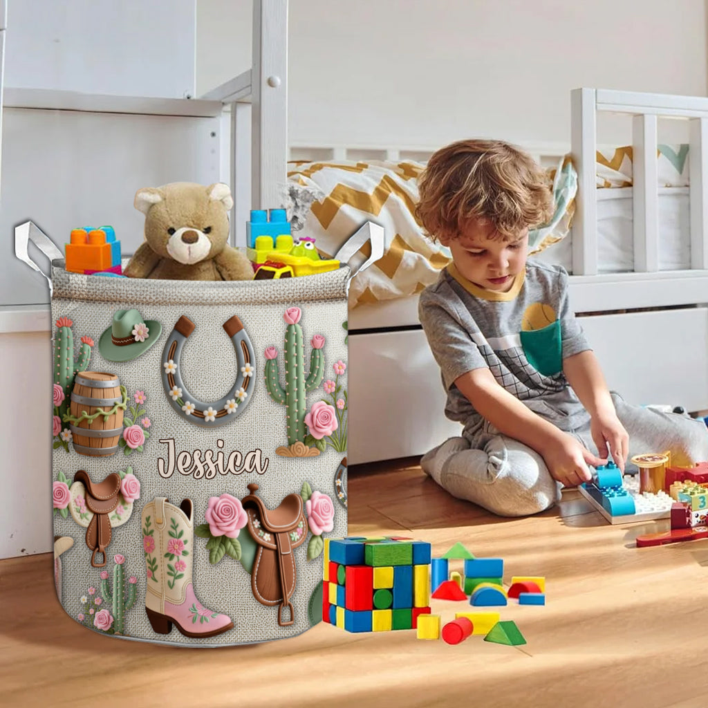 Perfect Storage Basket For Cowgirl - Personalized Cowgirl Storage Basket