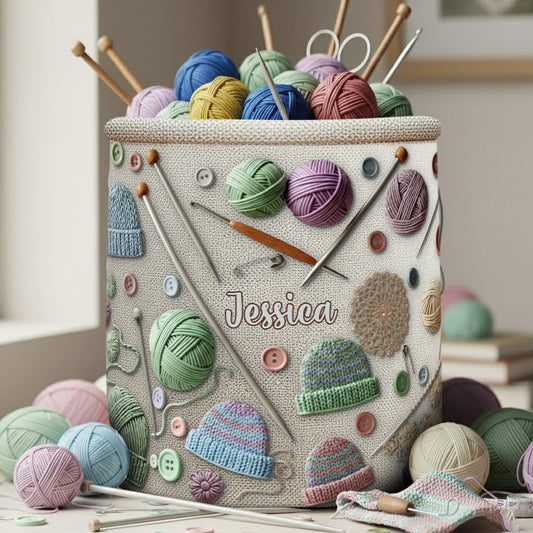 Knitting Lovers Storage Basket - Personalized Knitting Storage Basket