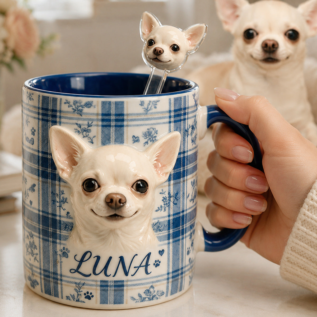 Custom Any Pet Photo - Personalized Dog Set Accent Mug with Acrylic Stirrers