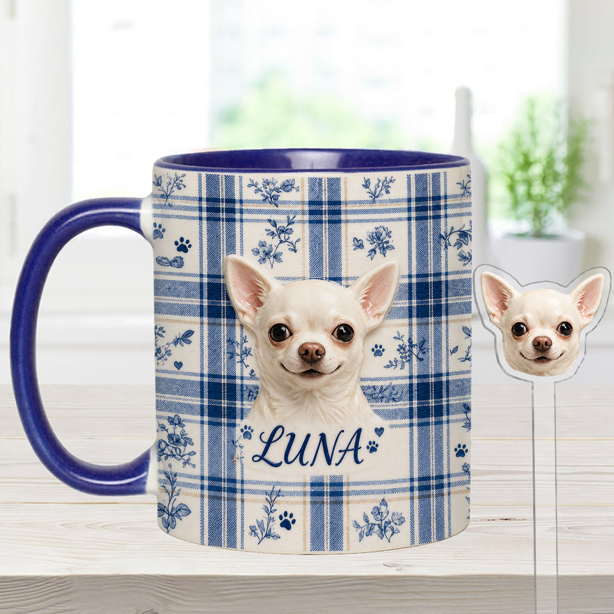 Custom Any Pet Photo - Personalized Dog Set Accent Mug with Acrylic Stirrers