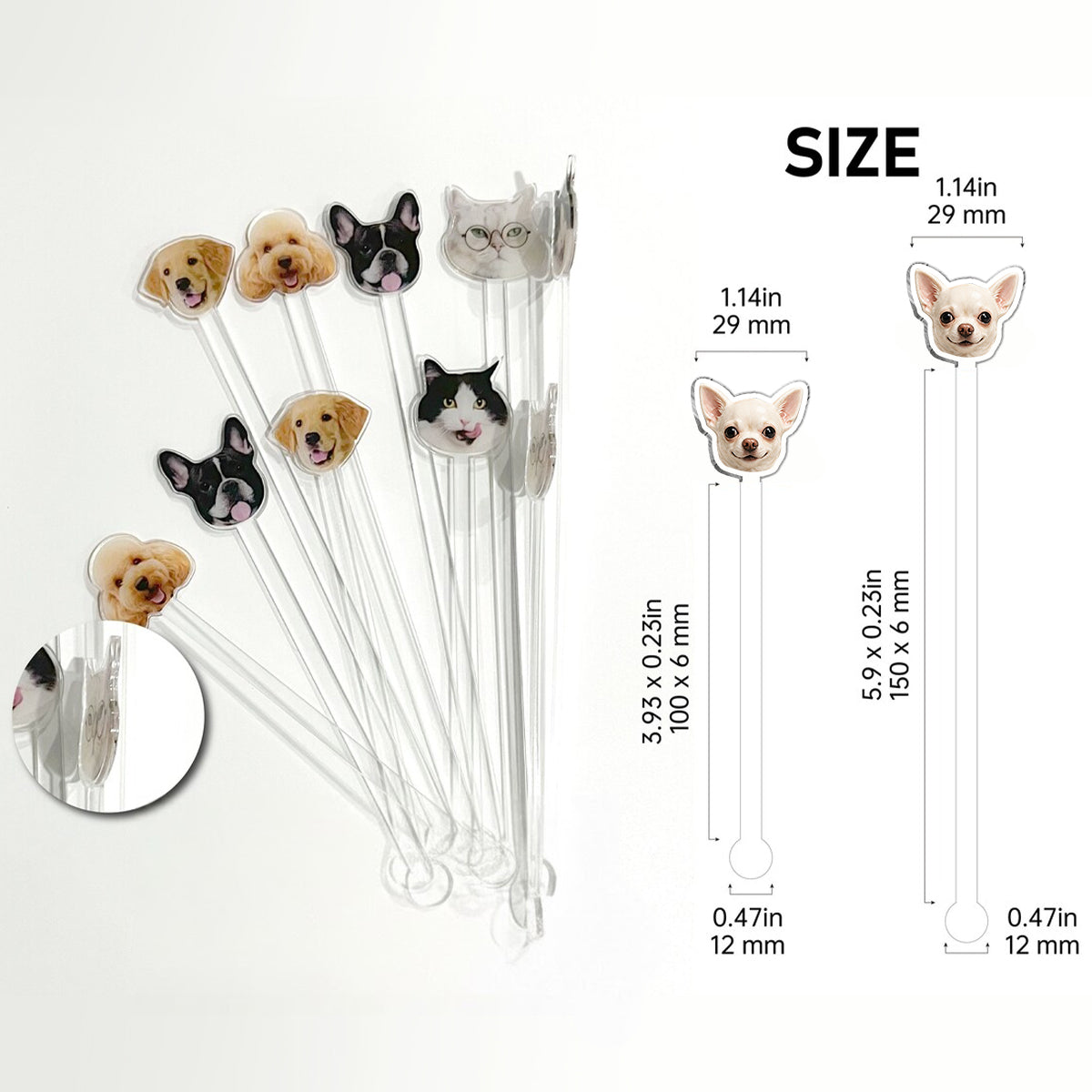 Custom Any Pet Photo - Personalized Dog Set Accent Mug with Acrylic Stirrers