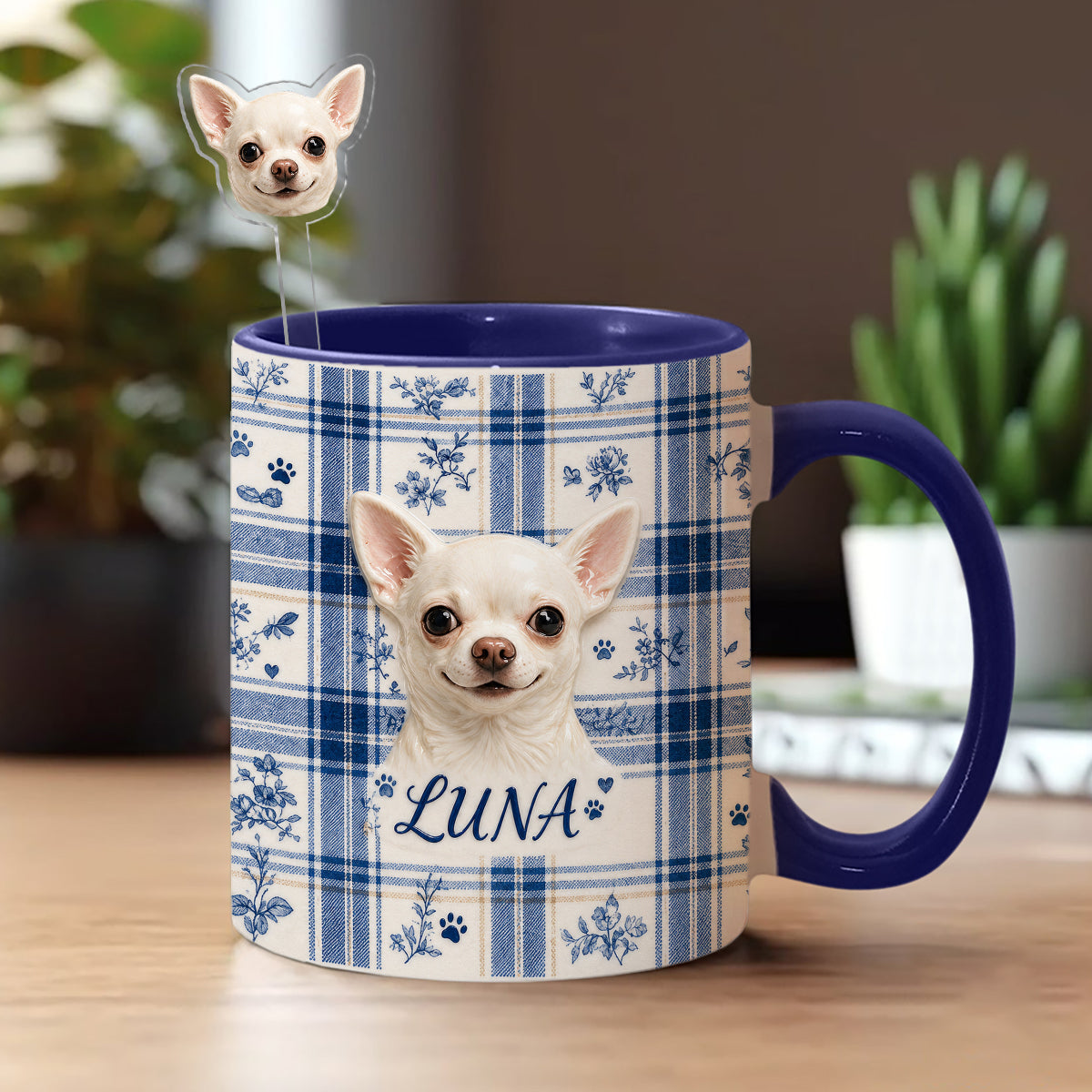 Custom Any Pet Photo - Personalized Dog Set Accent Mug with Acrylic Stirrers
