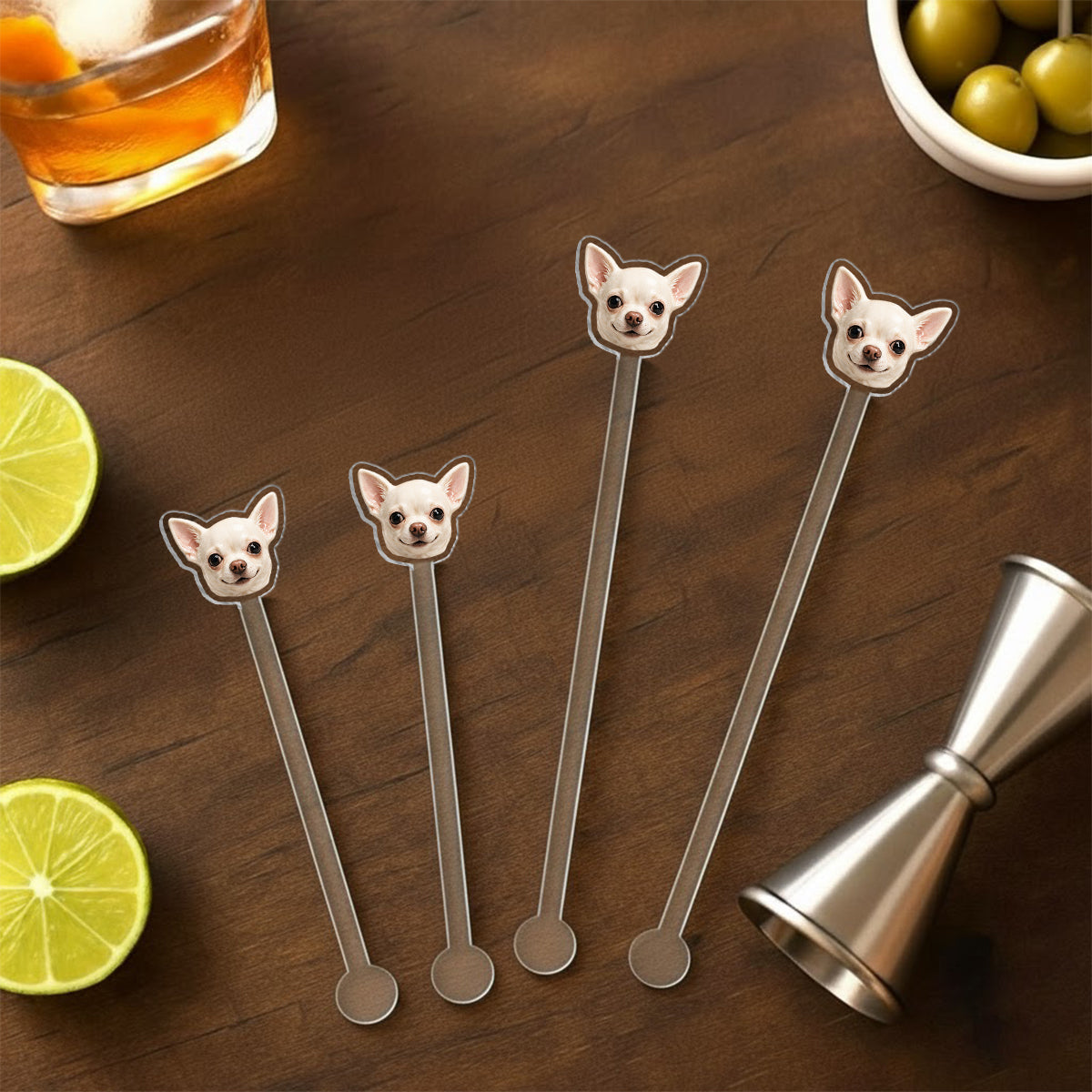 Custom Any Pet Photo - Personalized Dog Set Accent Mug with Acrylic Stirrers