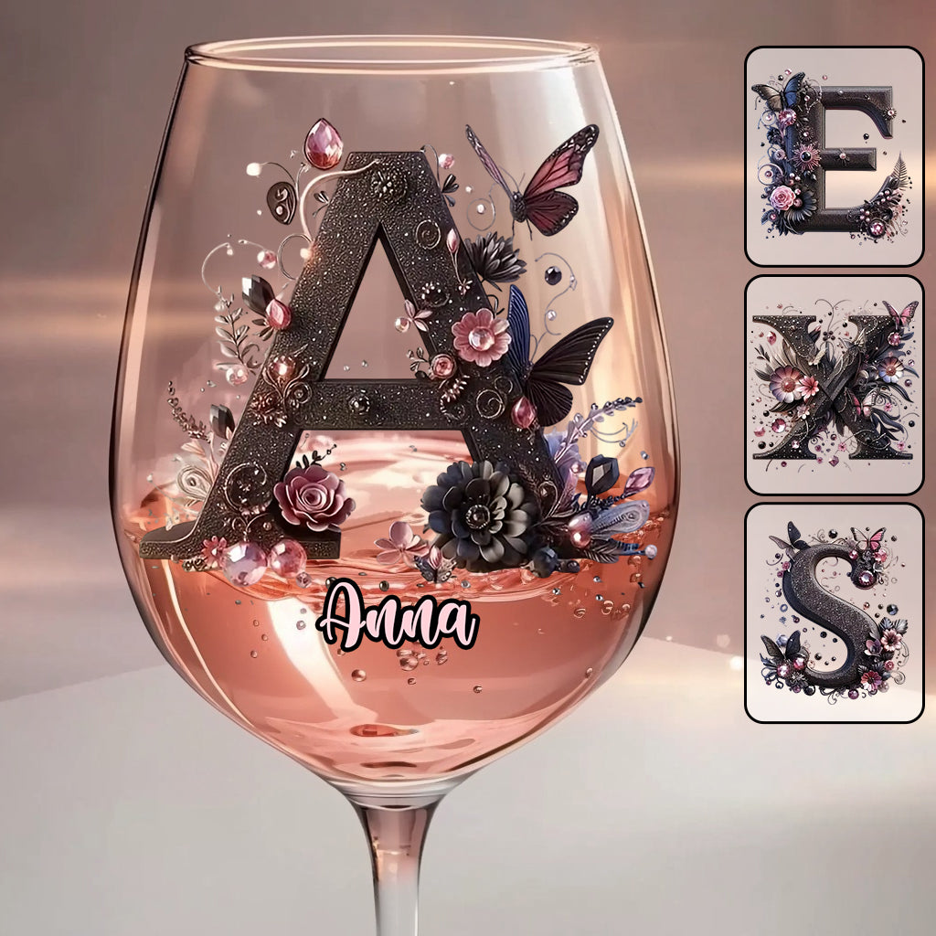 Initial Custom For Wine Lovers - Personalized Wine Wine Glass With Long Stem