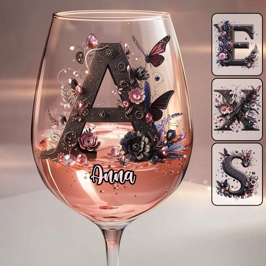 Initial Custom For Wine Lovers - Personalized Wine Wine Glass With Long Stem