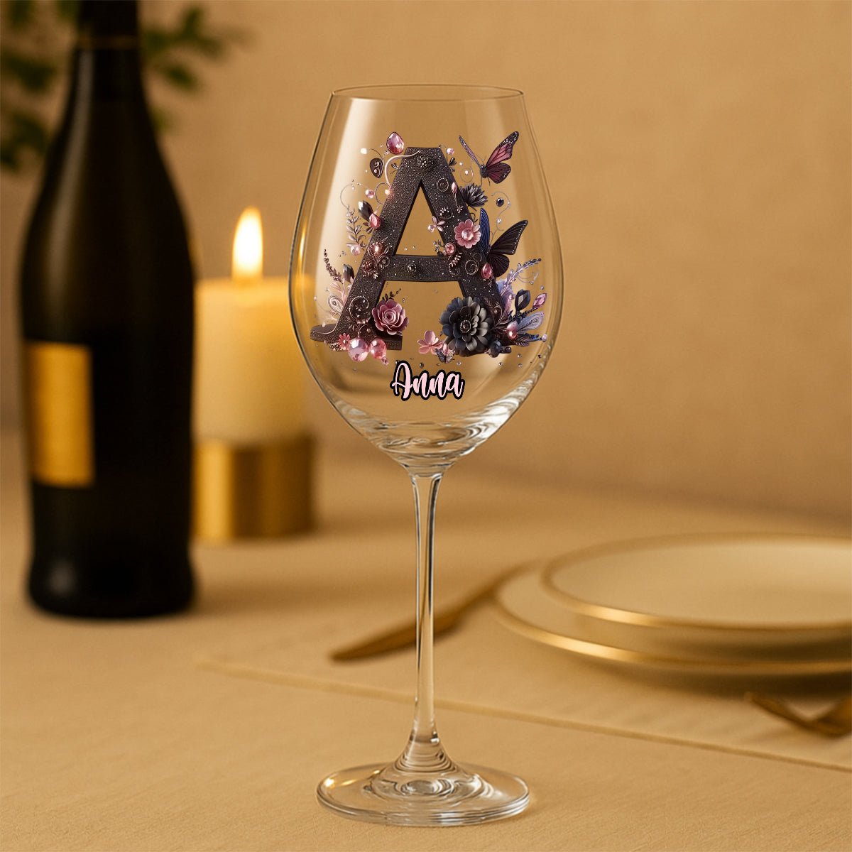 Initial Custom For Wine Lovers - Personalized Wine Wine Glass With Long Stem