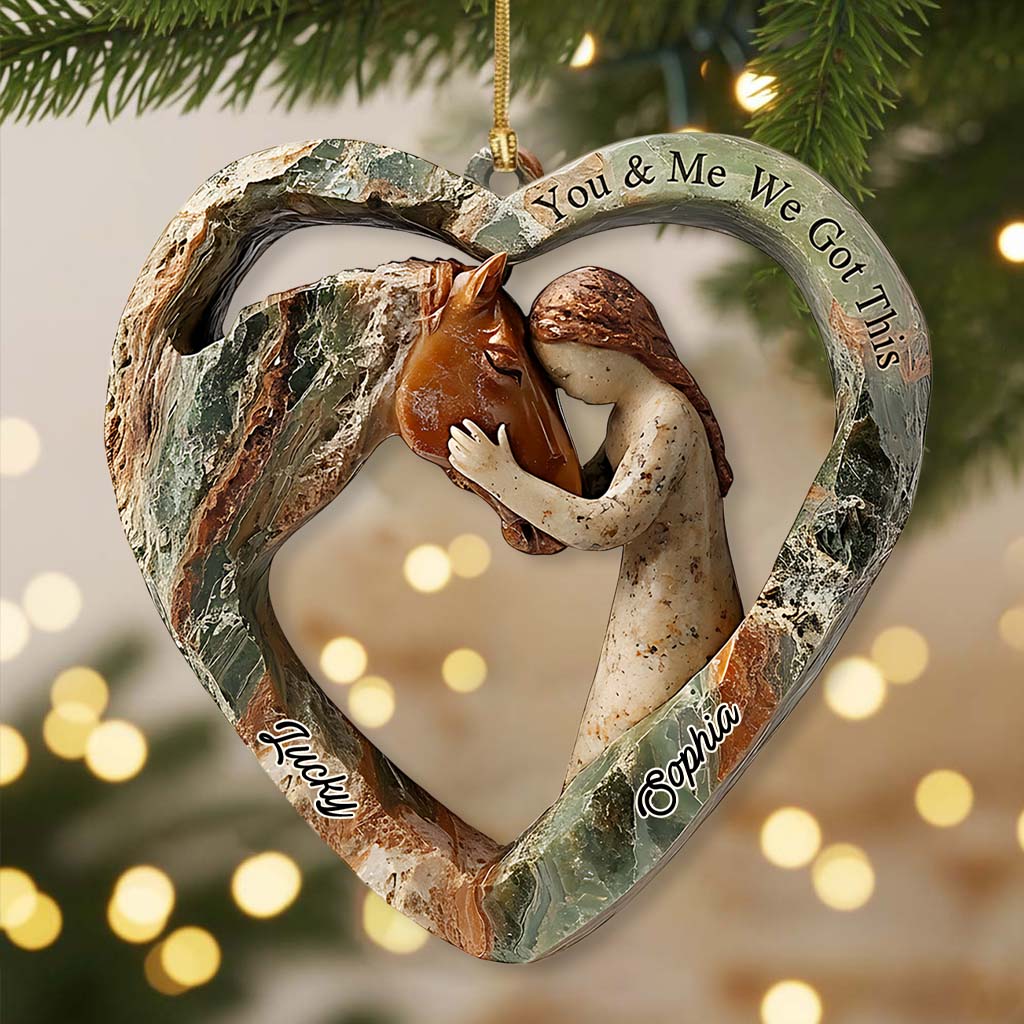 Heart Shaped Girl & Horse - Personalized Horse Ornament