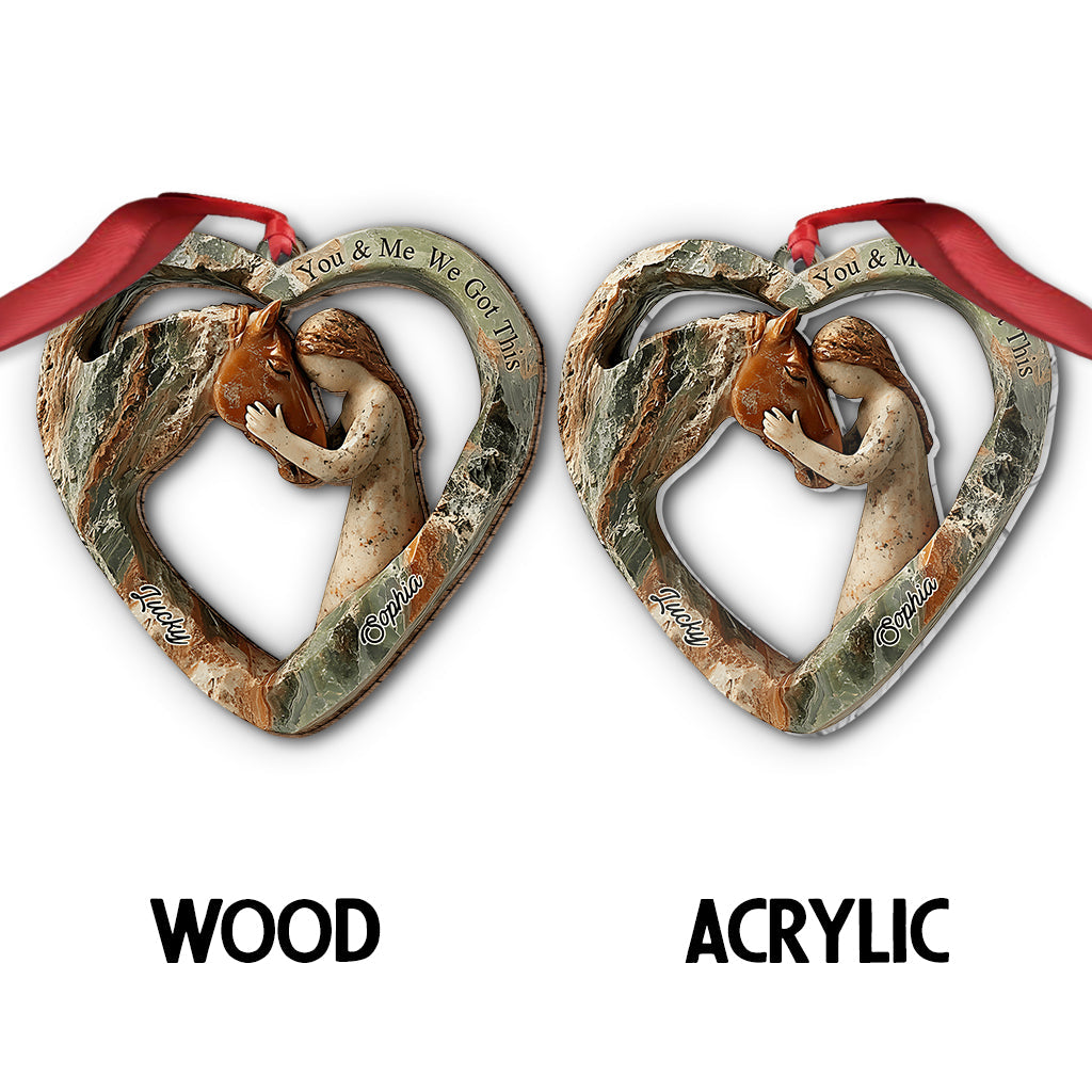Heart Shaped Girl & Horse - Personalized Horse Ornament