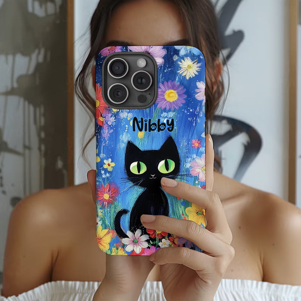 Cute Cat - Personalized Black Cat Full Print Phone Case