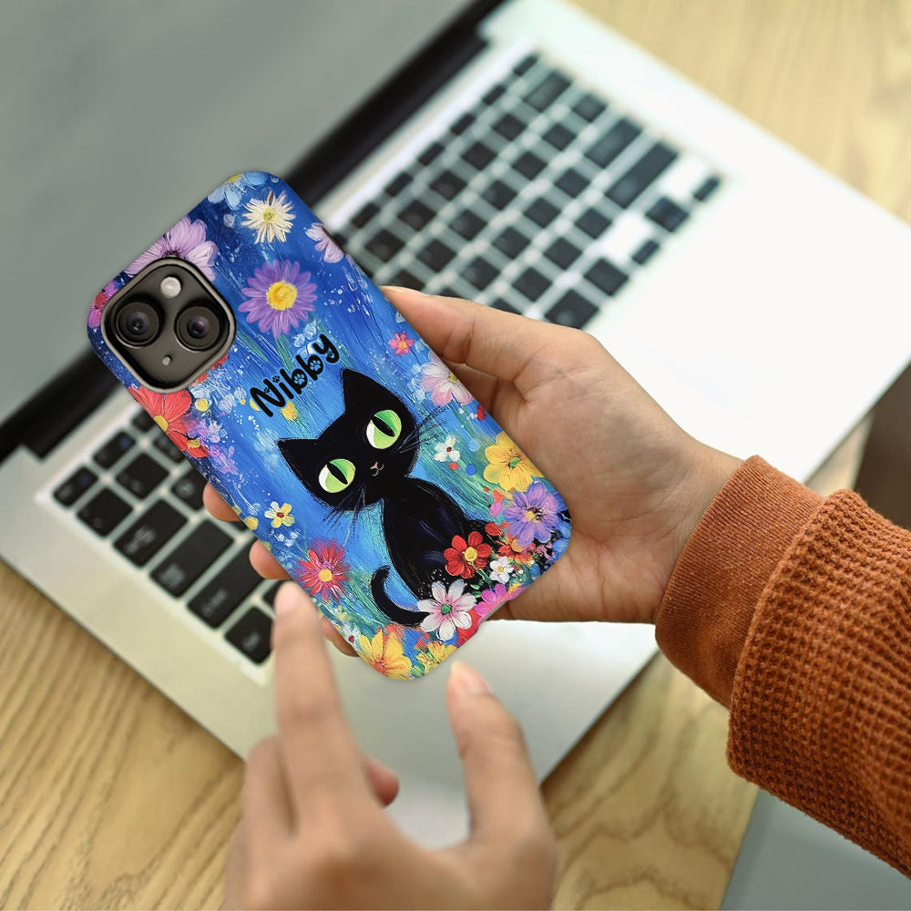 Cute Cat - Personalized Black Cat Full Print Phone Case