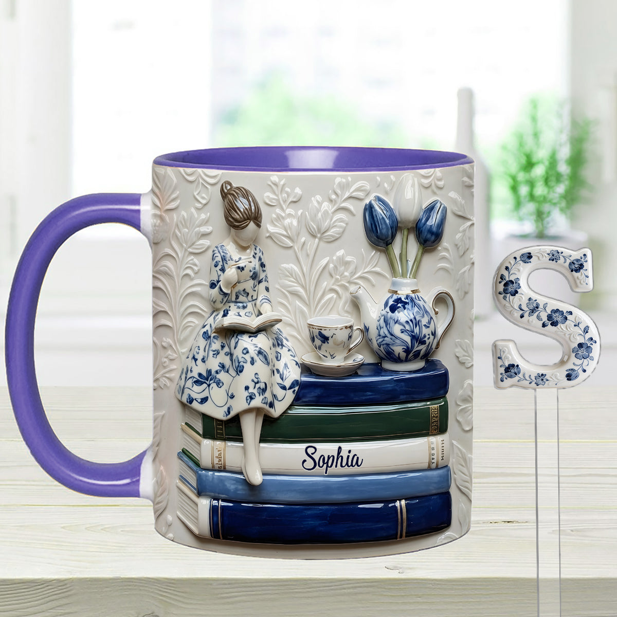 Book Lover - Personalized Book Set Accent Mug with Acrylic Stirres