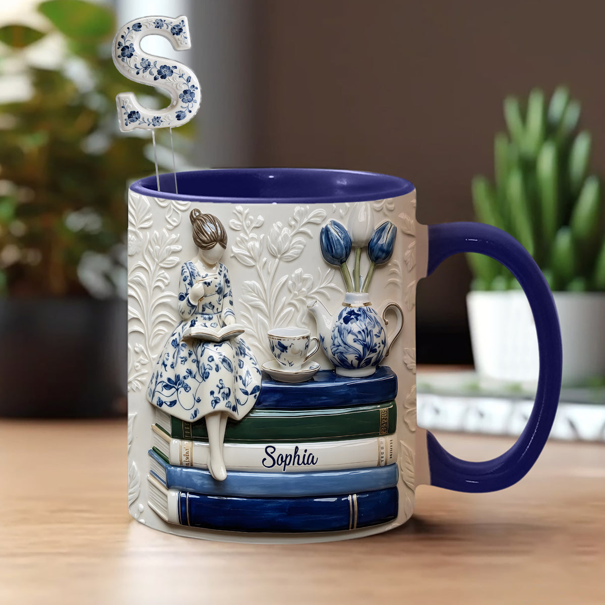 Book Lover - Personalized Book Set Accent Mug with Acrylic Stirres