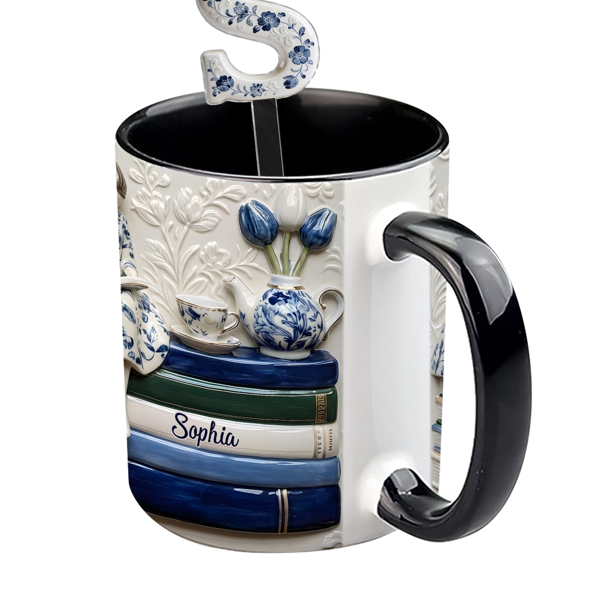 Book Lover - Personalized Book Set Accent Mug with Acrylic Stirres