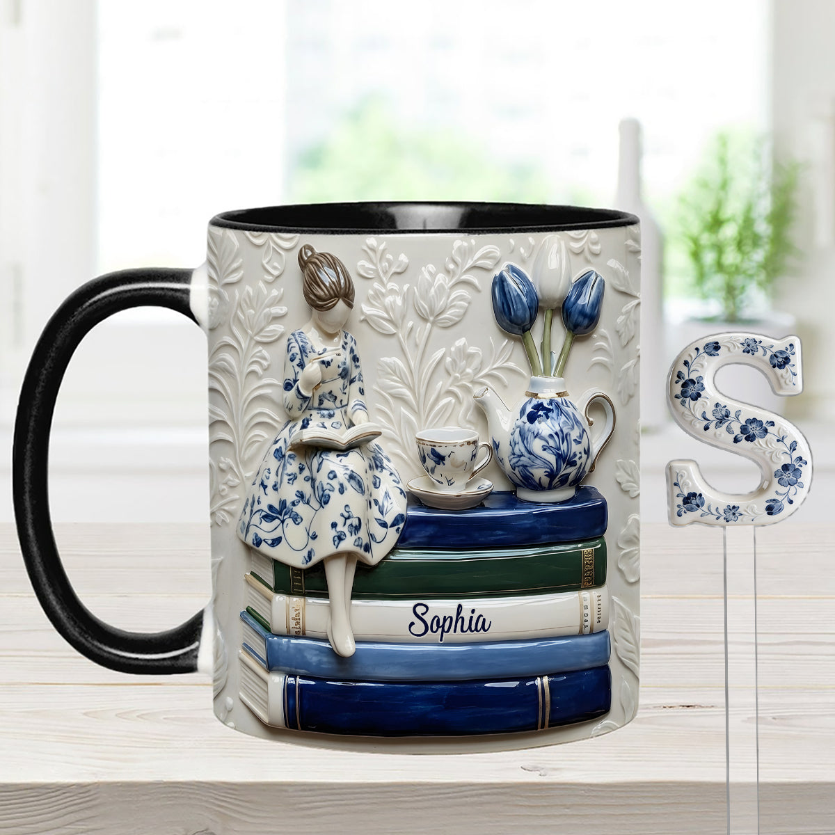 Book Lover - Personalized Book Set Accent Mug with Acrylic Stirres
