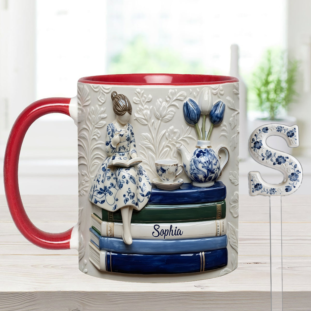 Book Lover - Personalized Book Set Accent Mug with Acrylic Stirres