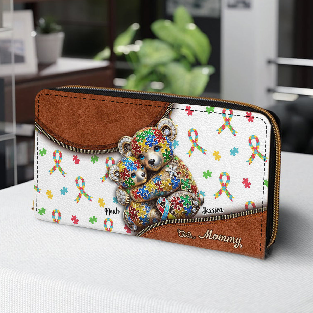 Autism Mom - Personalized Autism Awareness Leather Long Wallet