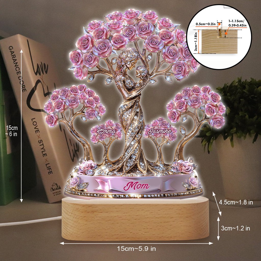The Love Between Mother And Her Kids - Personalized Mother Shaped Plaque Light Base