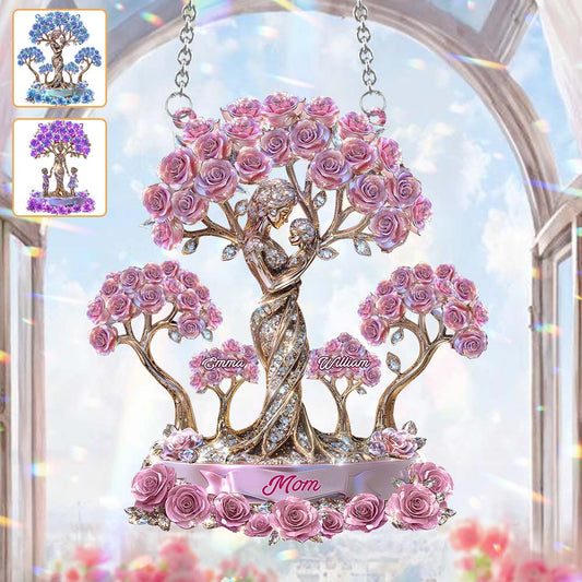 The Love Between Mother And Her Kids - Personalized Mother Window Hanging Suncatcher Ornament