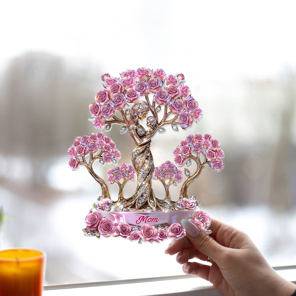 The Love Between Mother And Her Kids - Personalized Mother Window Hanging Suncatcher Ornament