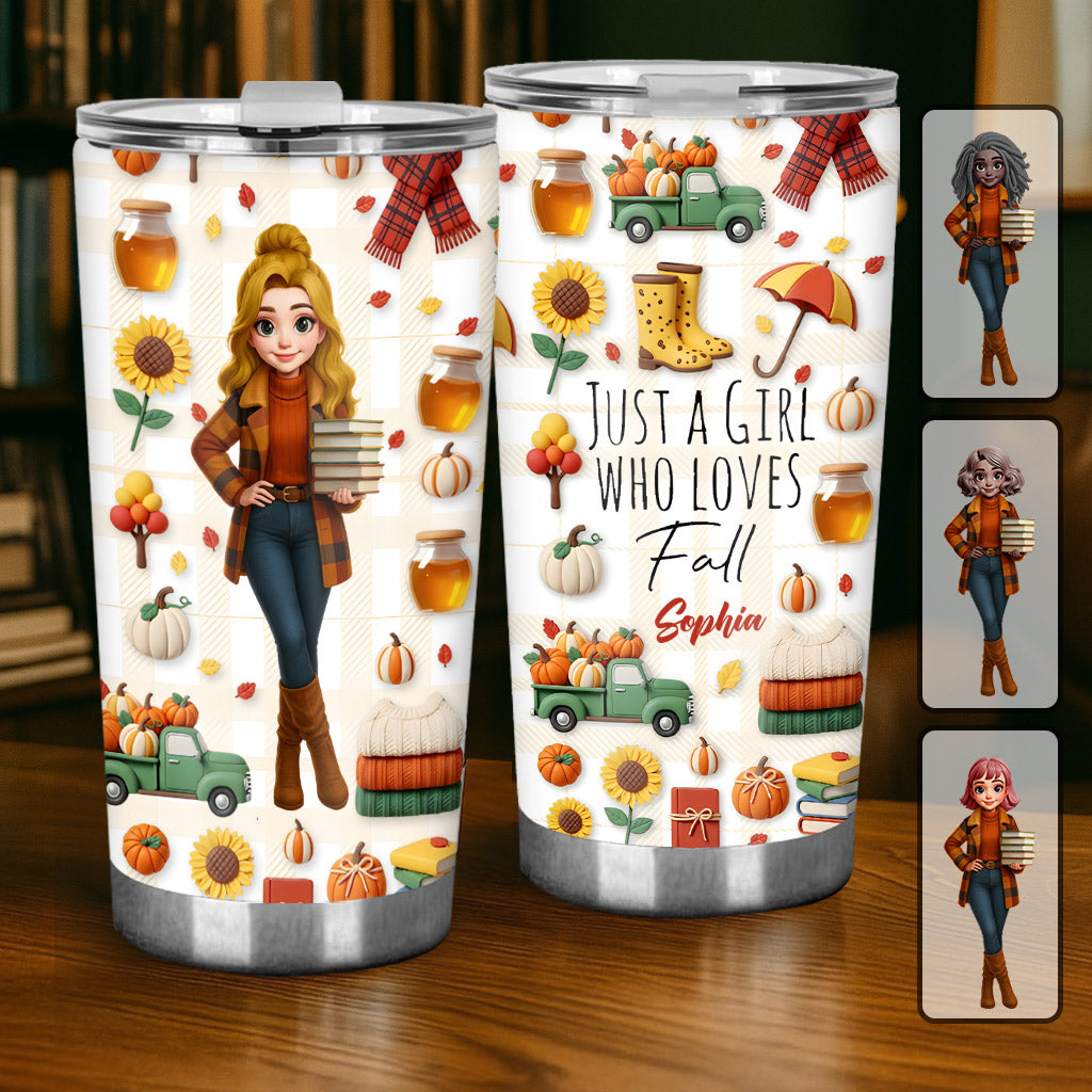 Just A Girl Who Loves Fall - Personalized Autumn Tumbler
