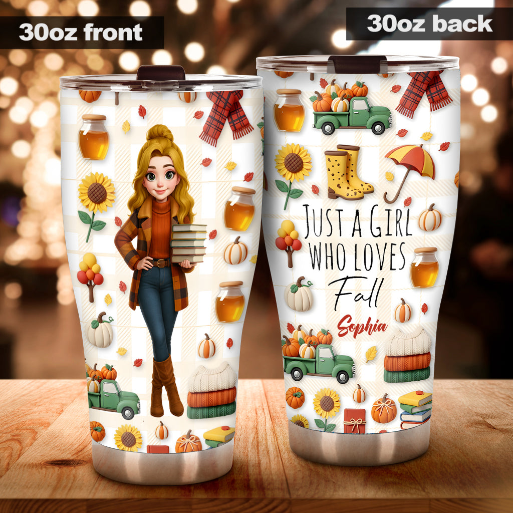 Just A Girl Who Loves Fall - Personalized Autumn Tumbler
