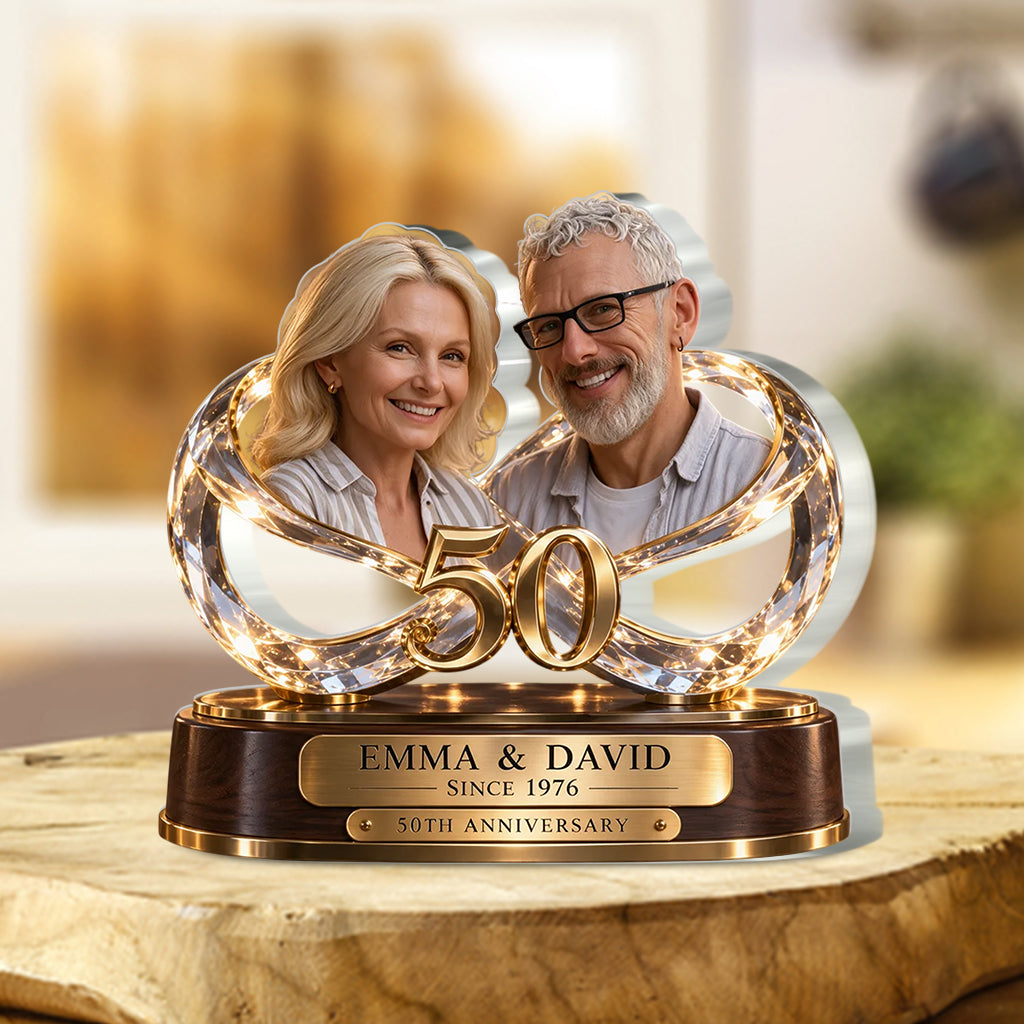 Personalized Couple Gift, Romantic Anniversary Figurine for Husband Wife with Names and Date, Boyfriend Girlfriend Gift - Personalized Couple Custom Shaped Acrylic Plaque