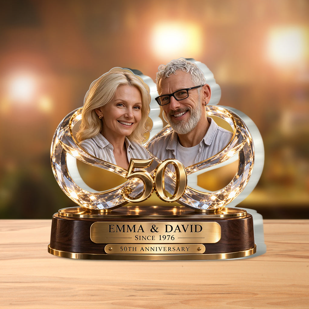 Personalized Couple Gift, Romantic Anniversary Figurine for Husband Wife with Names and Date, Boyfriend Girlfriend Gift - Personalized Couple Custom Shaped Acrylic Plaque