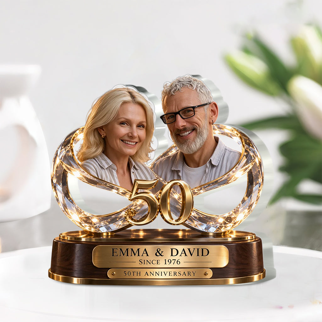 Personalized Couple Gift, Romantic Anniversary Figurine for Husband Wife with Names and Date, Boyfriend Girlfriend Gift - Personalized Couple Custom Shaped Acrylic Plaque