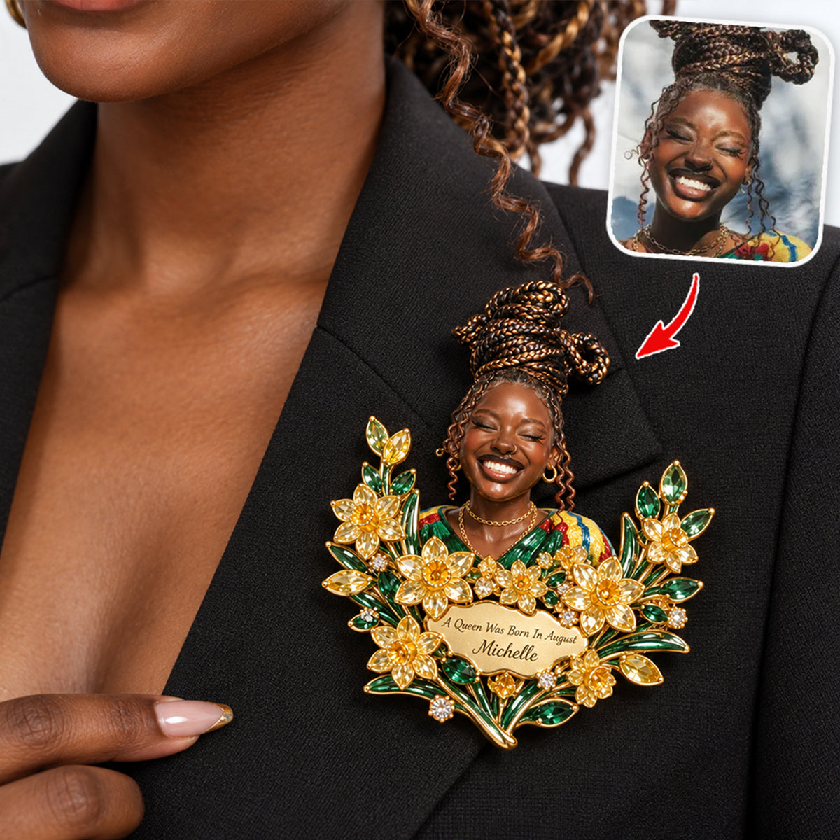 Personalized 50th Birthday Middle-Aged Latina Woman 3D Embossed Enamel Pin Gift